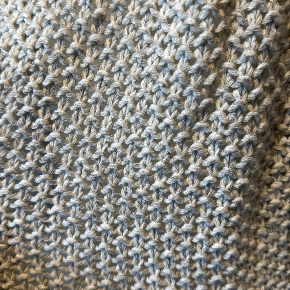 Free People Cable Knit Gray and Cream Wide Crew Neck Long Sleeve Sweater